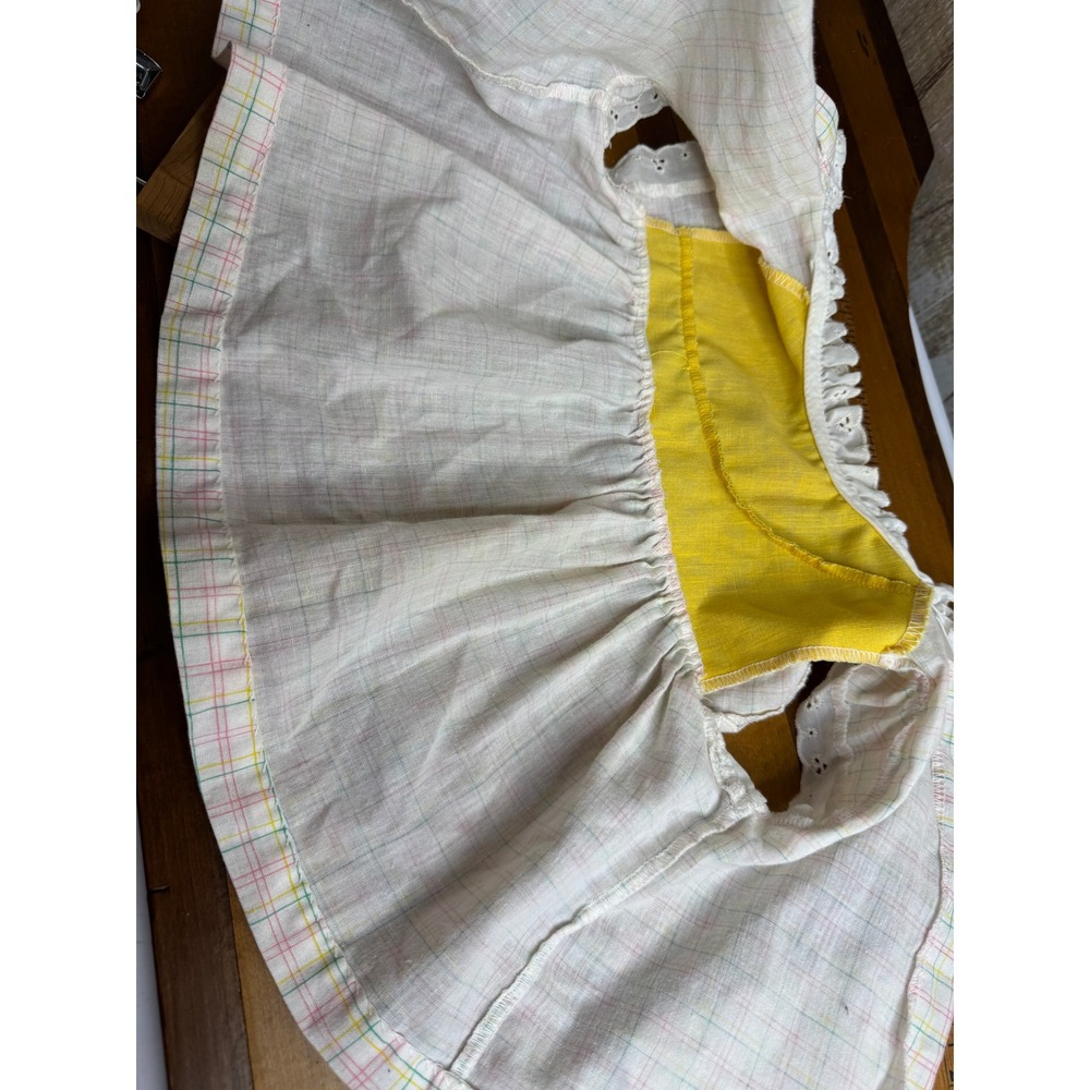 Vintage Toddle Time‎ JC Penney Baby Girl Top Yellow Plaid Eyelet Trim Size 1 - Picture 3 of 6